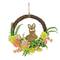 16" Bunny & Rose Flowers Hanging Wreath
